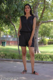Rayon sleeveless women's jumpsuit, solid net quality from Stitch Plus, India