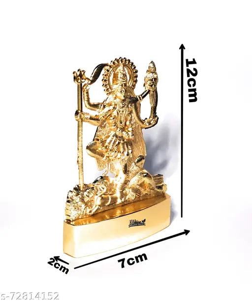 Metal Maa Kali idol, 15cm x 12cm x 10cm, handcrafted Indian art for car dashboard or home/office decor