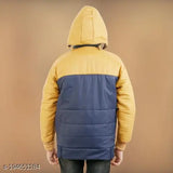 Multicolor printed winter jacket with hood for boys