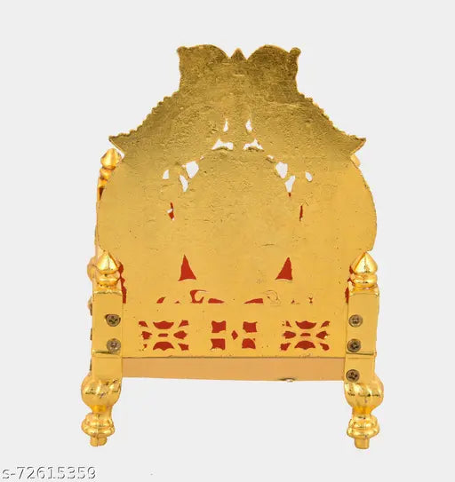 Metal Bal Gopal Singhasan with Chhatra, 12cm x 16cm x 12cm for home temple Puja