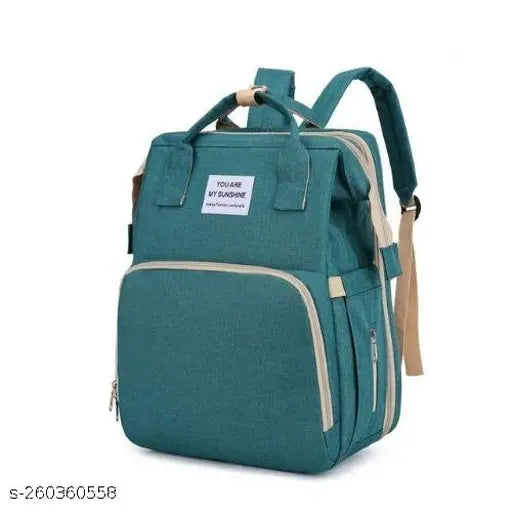 Green unicorn diaper backpack for maternity, waterproof nappy bag made of polyester net