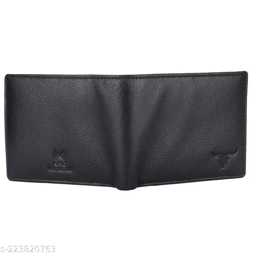 Black original leather HIDE LIKE RFID wallet for men, featuring 2 compartments and free size (11x9cm). Sophisticated accessory for organizing cash and documents securely