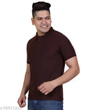 Superior cotton blend polo t-shirt for men, solid color, three-quarter sleeves, size L (Chest 42in, Length 28in), India origin