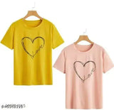 Cotton blend printed women's T-shirt (pack of 2), vibrant and trendy for casual or partywear