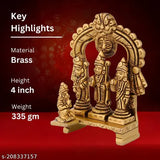Brass Ram Darbar statue for home decor and office desk, featuring Lord Ram, Sita, Laxman, and Hanuman idols, height 4 inches, 335gm - spiritual home decor with divine presence