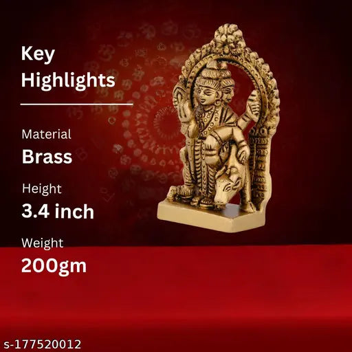 Brass Dattatreya Swami statue, divine Trimurti idol, exquisite golden finish, height: 3.4 inches