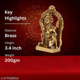 Brass Dattatreya Swami statue, divine Trimurti idol, exquisite golden finish, height: 3.4 inches