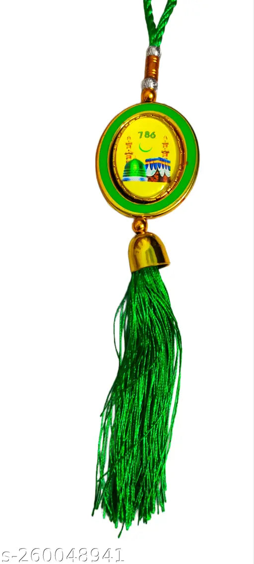 Islamic car dashboard showpiece set, Indian-made religious idol for car or home decor, features hanging ornament