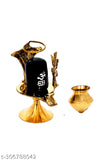 A brass Shiva Shivling with a natural stone body, mounted on a traditional jaladhari lota-kalash, with a lid on top
