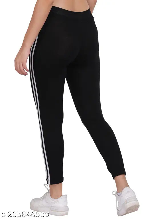 Stylish cotton blend striped jeggings, free size (34in waist, 36in length)