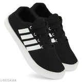 Black and white Adidas sports running shoes with laces and stripes