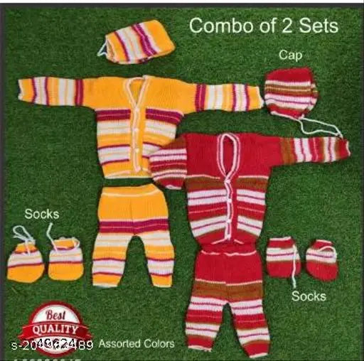 Soft striped wool baby sets combo (6M-4M), 2 pack for gentle skin