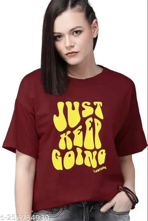 Oversized womens t-shirt, cottonblend fabric, half sleeve design