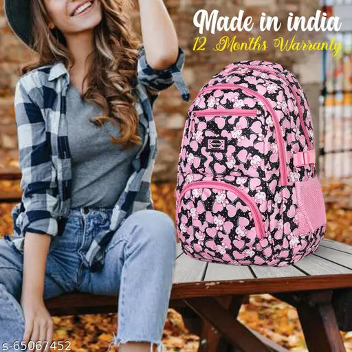 Black stylish water-resistant Tinytot backpack, 26L, perfect for school/college/travel