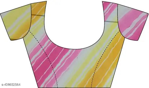 Multi-colored printed saree with a seam running down the center, suitable for festive occasions