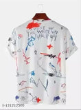 Men's Lycra short-sleeve t-shirt with printed design, featuring the words "Random Words". Comfortable fashion for men. Made in India
