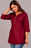 Maroon crepe printed kameez, women's fashionable top