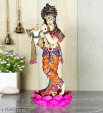 Resin and marble Krishna statue, 12cm x 28cm x 8cm for home decor or gift, handcrafted in India