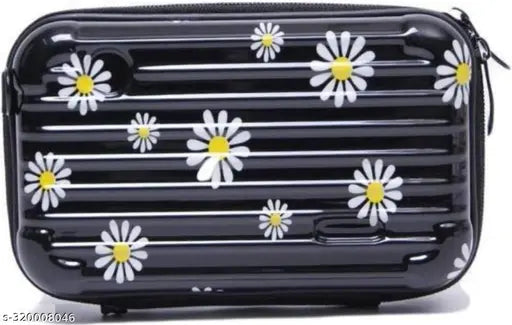 Black sling bag with daisy print