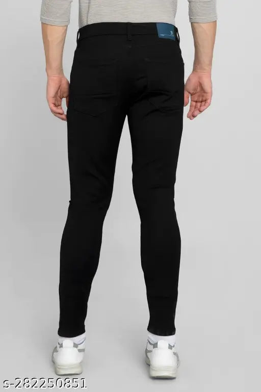MARKVIEW Fati black slim fit jeans, solid denim waist size 26-32, India-made premium denim wear