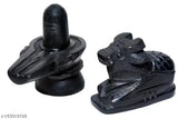 Black marble Shiva Lingam Shivling & Nandi Ji combo decorative showpiece - 15 INCH, handcrafted ceramic for home and office decor
