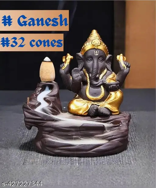 Large, handcrafted Indian incense holder in resin, mystical smoke fountain for yoga enthusiasts and spiritual decor lovers