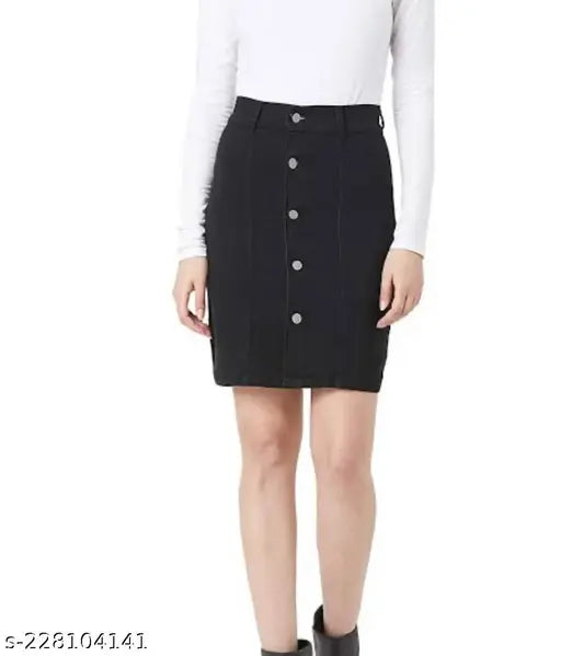 Trendy western skirt shorts in black with snap buttons