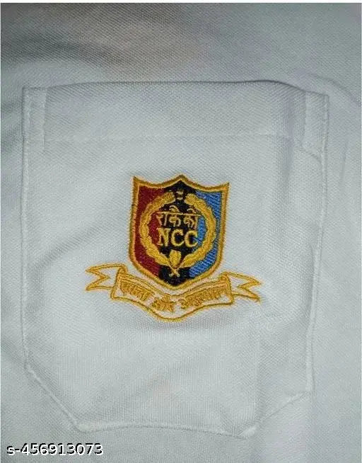 Printed cotton-linen NCC uniform short-sleeve shirt for boys/men, Indian origin