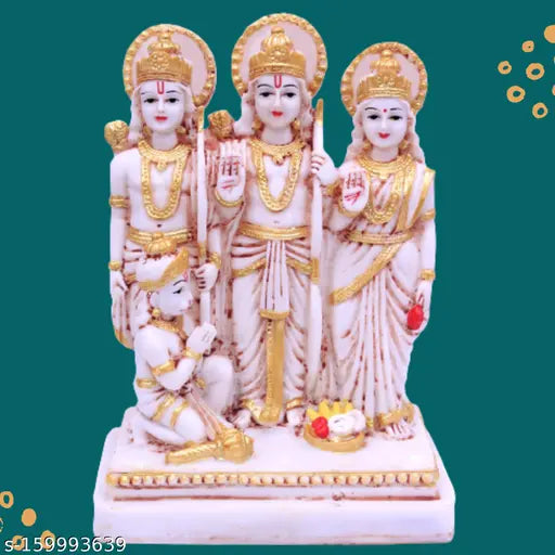Poly Resin Ram Darbar Murti: Big Size Lord Rama Statue, 9cm x 16cm x 22cm, Indian Handcrafted