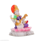 Multicolor small resin Saraswati idol, symbolizing wisdom & learning for spiritual puja room decor