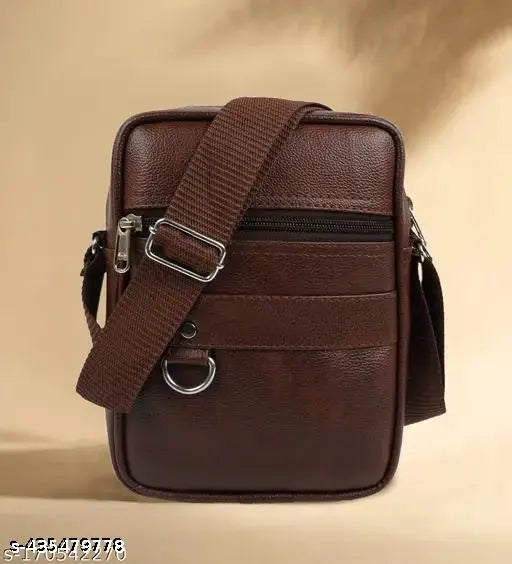 Brown leather crossbody bag with adjustable shoulder strap