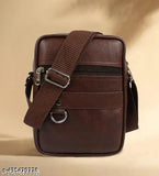 Brown leather crossbody bag with adjustable shoulder strap