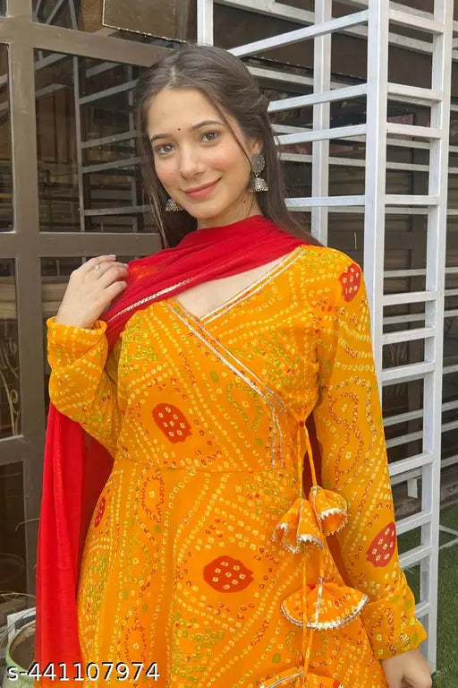 Georgette printed yellow sharara set