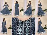 Blue kameez with gota patti design, embroidered, long sleeves, ankle length, traditional, indian fashion
