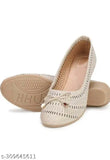 Stylish cream synthetic leather ballerinas for women - slip-on bellies shoes, MAHI & LOOKS India origin