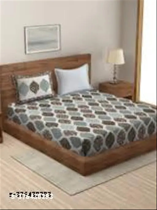 Print Cotton King Size Bed sheet with 2 Pillow Covers Multi Color
