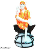 Italian marble dust Ashirwad Sai Baba office decor idol (6.5in), poly resin, intricate Indian antique-style