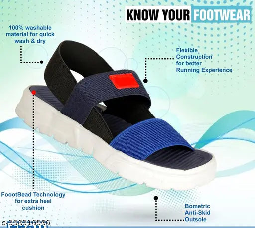 Acrylic and EVA boys' casual flat sandals, solid net design, suitable for various outdoor activities, water-resistant, adjustable sizes from 5-5.5 Years to 15-16 Years, made in India