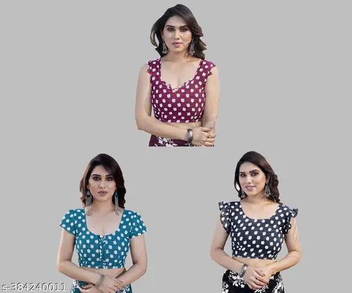 Georgette printed womens saree pack of 3 in assorted colors and patterns