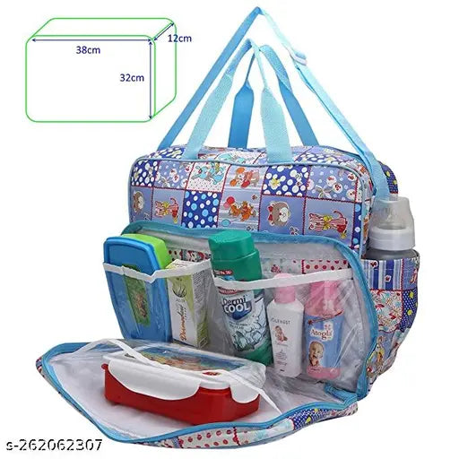 Blue cotton multipurpose mother bag with diaper compartment by SHUBHANSH