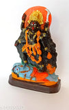 Black idol of Goddess Kali, gold accents. Murti statue for home or car decor. Ajmer Toys and Gift Point exclusive, 13103 cm size