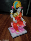 Marble Goddess Mata Laxmi idol for Pooja room decoration (4x3x7 inches), Indian handcrafted Ganesh-Laxmi idol on display