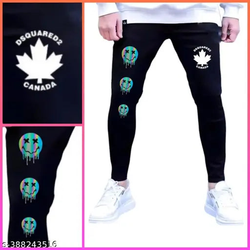 Fashionable unique men's black denim jeans, high-quality craftsmanship, versatile style and fit, machine washable