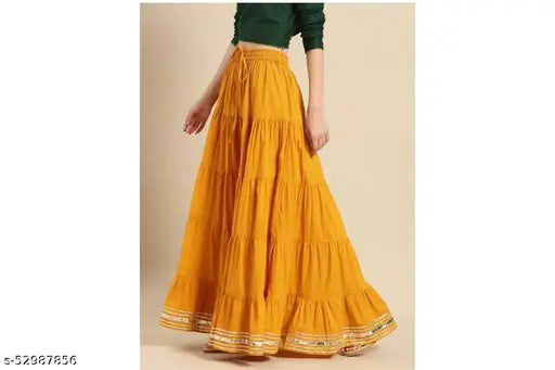 Women's Western style yellow skirt with ruffled hem