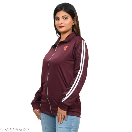 Colorblocked polyester woman's sport jacket, long sleeves, India origin
