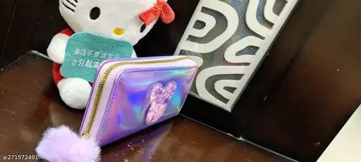 Pink and purple wallet with multiple card slots, small size