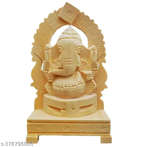 Handcrafted Swetharka Vinayagar figurine, natural Vellerukku wood, Indian religious idol, 7.5 cm long, 13 cm tall