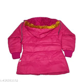 Pink padded children's jacket with zipper and hood