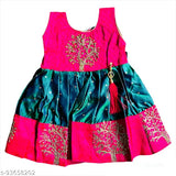 Red and green embellished tunic with tree motif