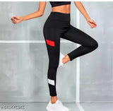 Black solid polyester Earth Joy women's jeggings for active bottomwear, gymwear, and sportswear